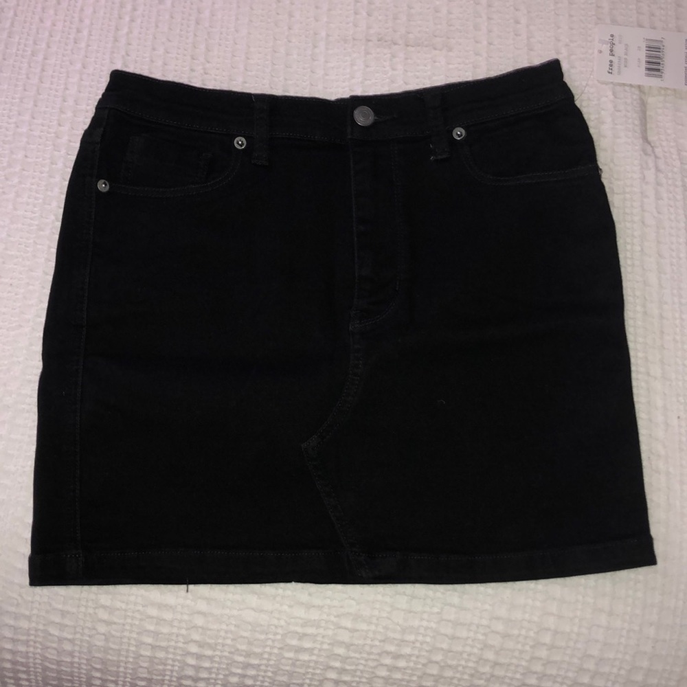 Free people black denim skirt